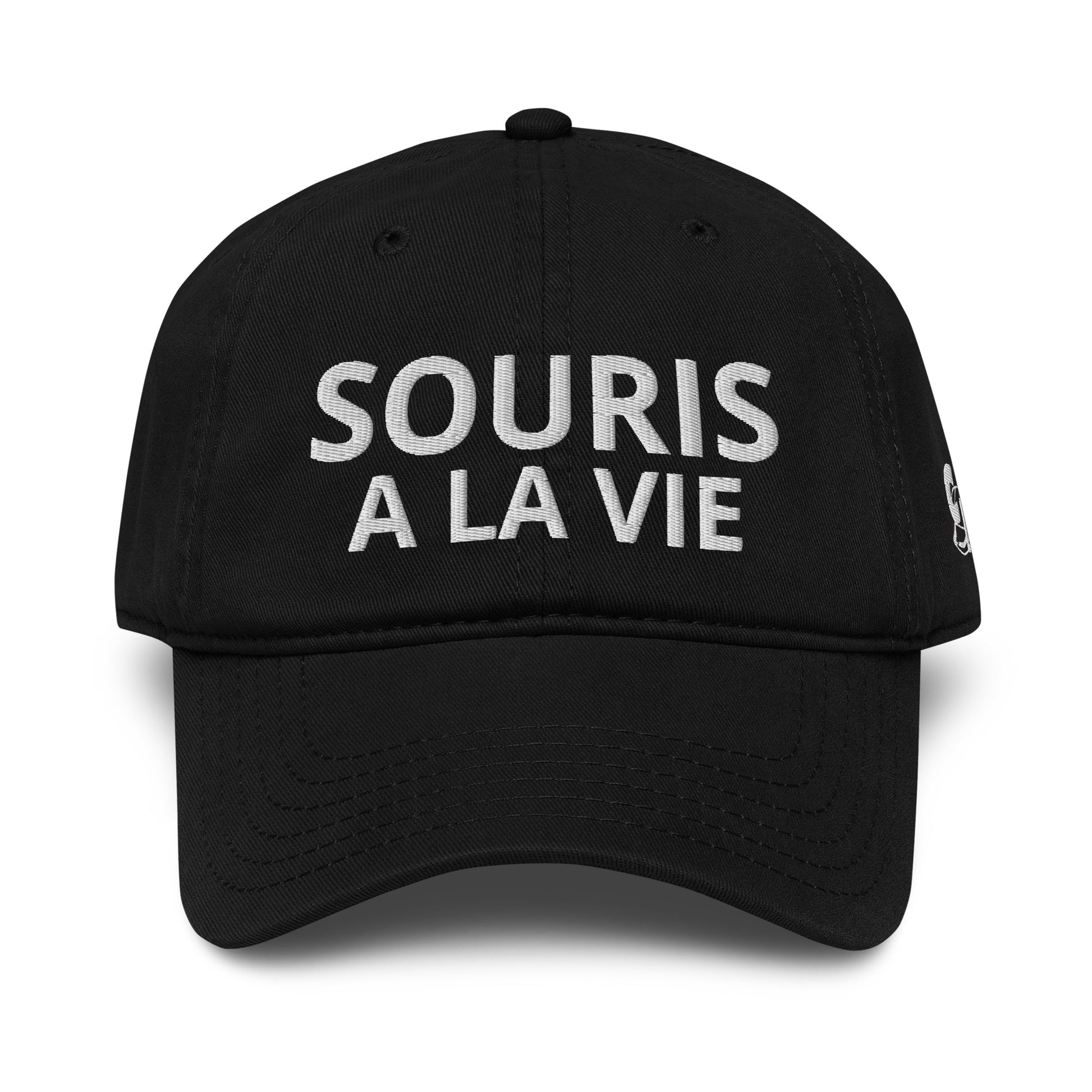 Casquette Baseball, brodée « Souris à la vie », en Noir, vue de face, image 7