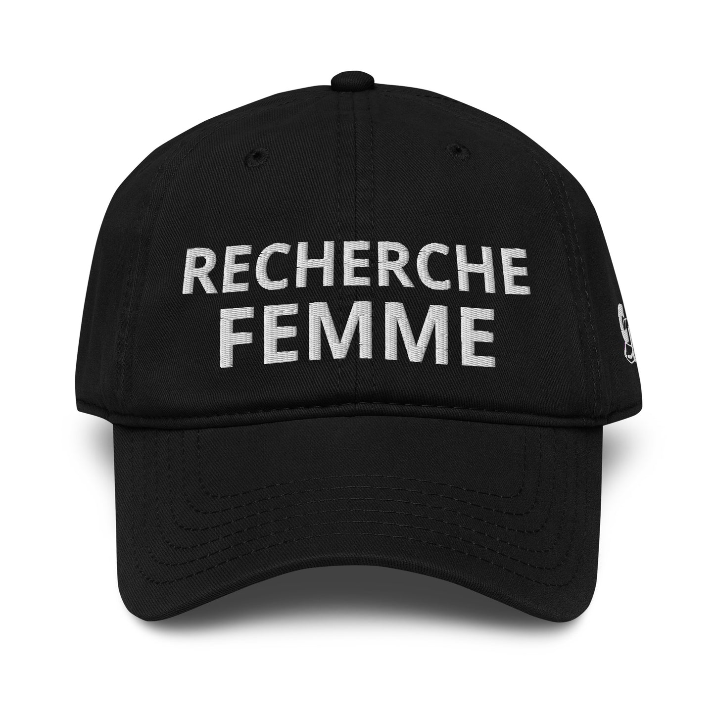 Casquette Baseball, brodée « Recherche Femme », en Noir, vue de face, image 7
