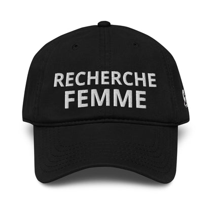 Casquette Baseball, brodée « Recherche Femme », en Noir, vue de face, image 7
