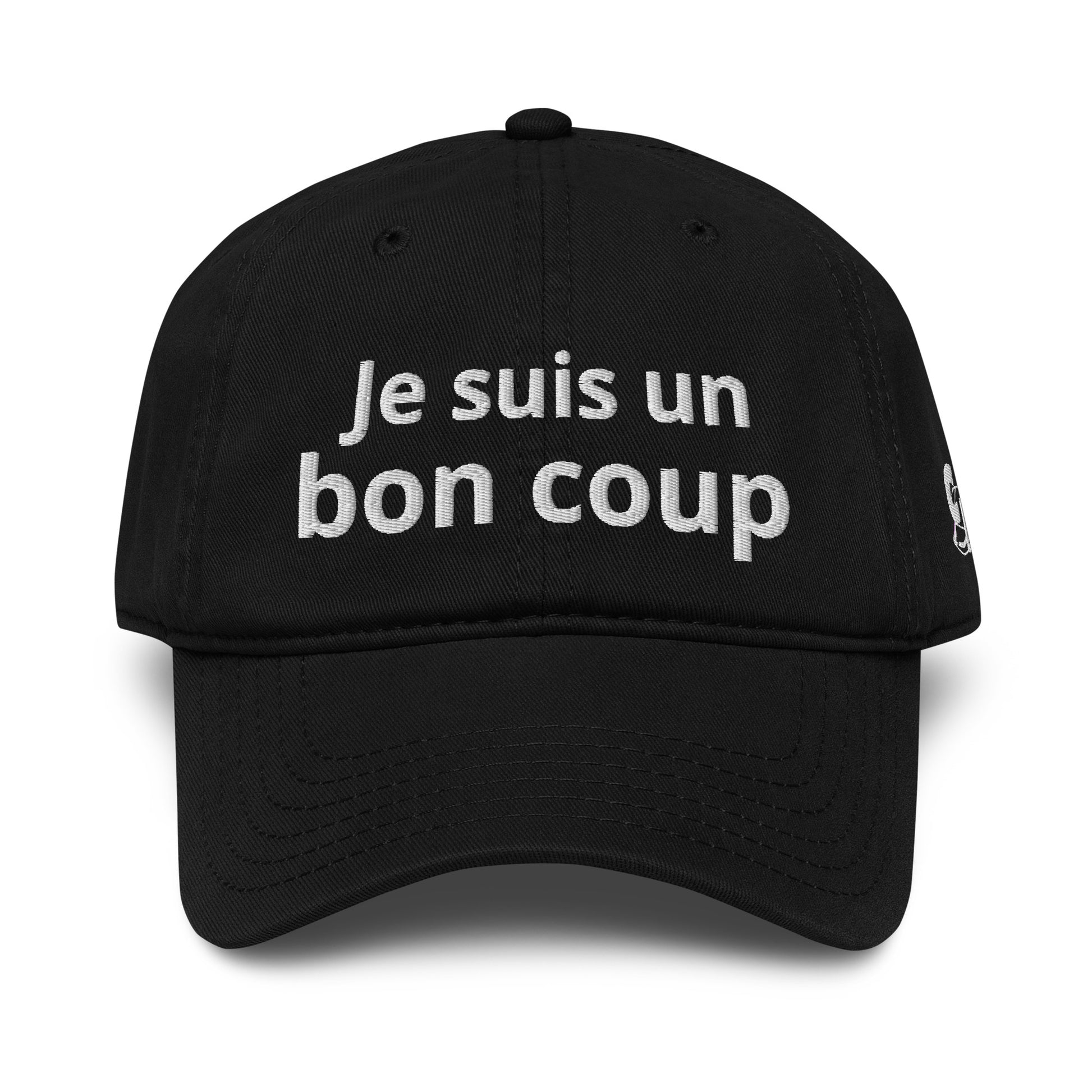 Casquette Baseball, brodée « Je suis un bon coup », en Noir, vue de face, image 7