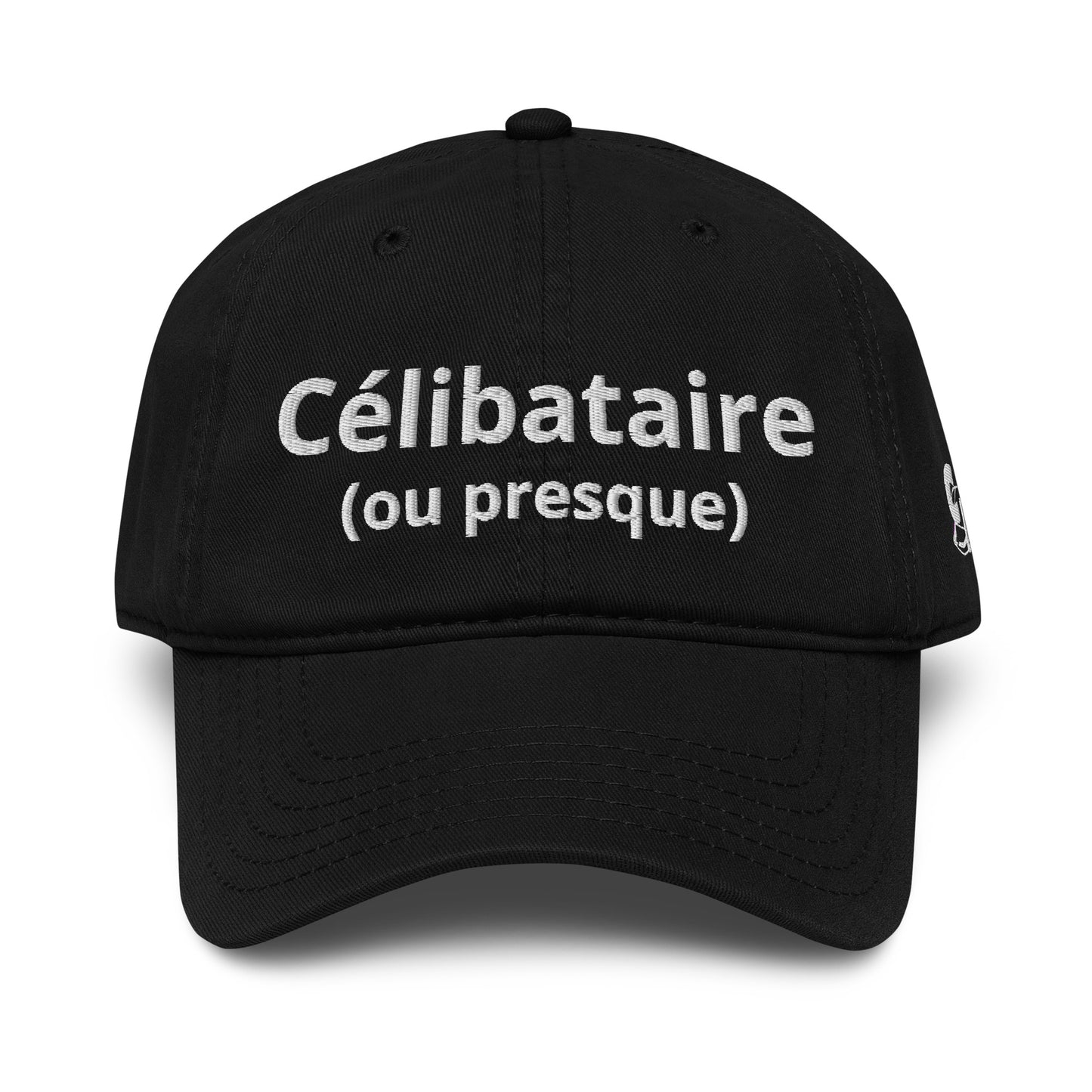 Casquette Baseball, brodée « Célibataire (ou presque) », en Noir, vue de face, image 7