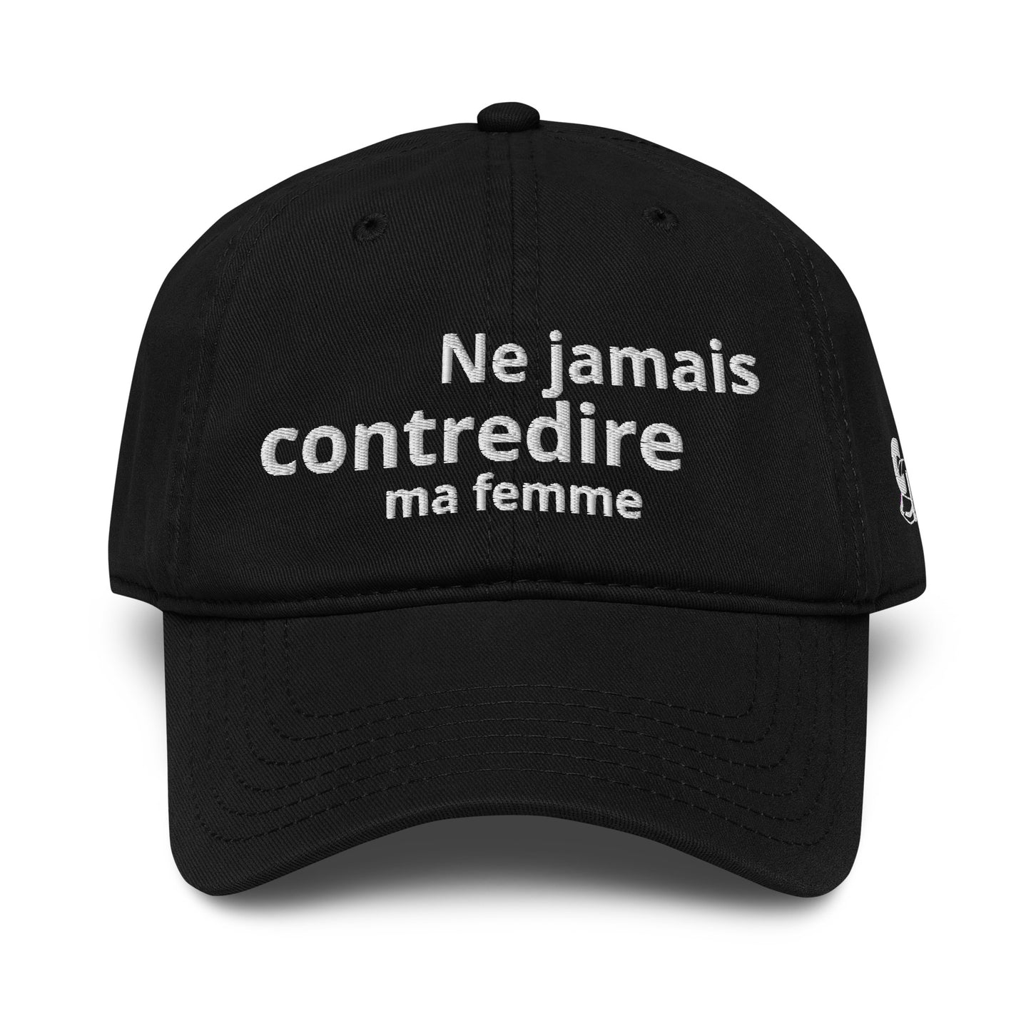 Casquette Baseball, brodée « Ne jamais contredire ma femme », en Noir, vue de face, image 7