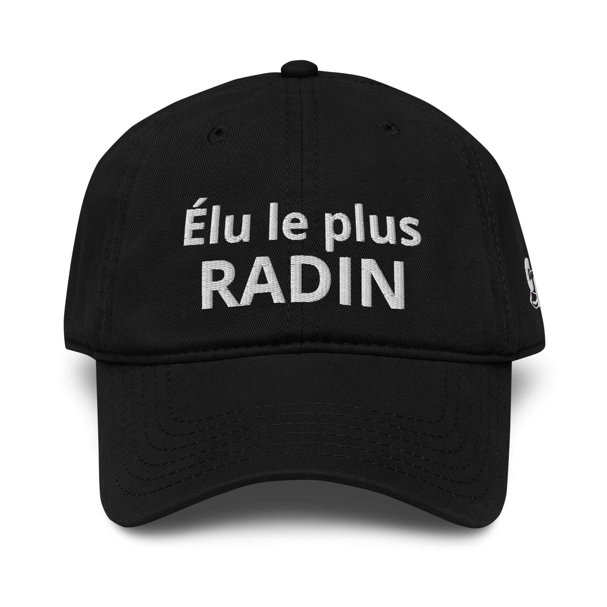 Casquette Baseball, brodée « Élu le plus radin », en Noir, vue de face, image 7