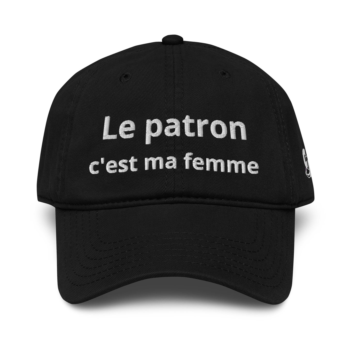Casquette Baseball, brodée « Le patron c'est ma femme », en Noir, vue de face, image 7