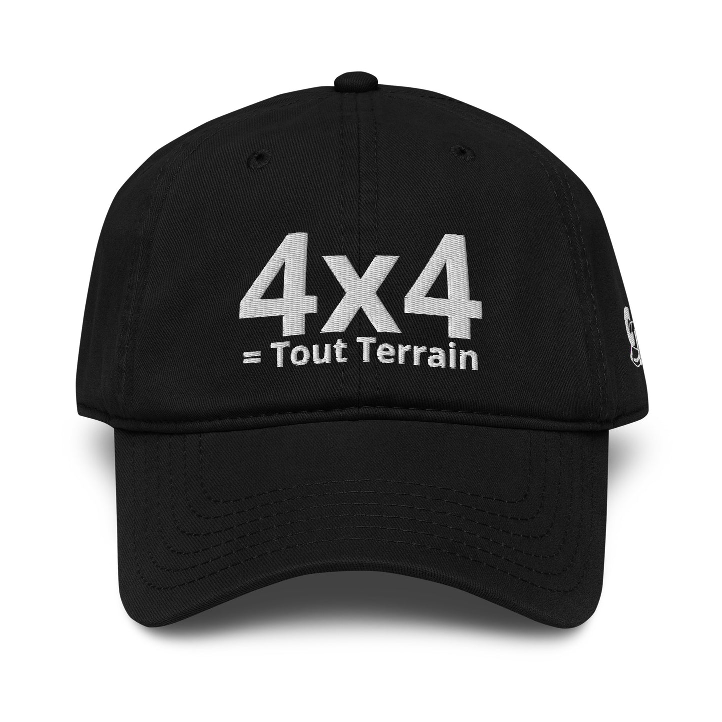 Casquette Baseball, brodée « 4x4 = Tout Terrain », en Noir, vue de face, image 7