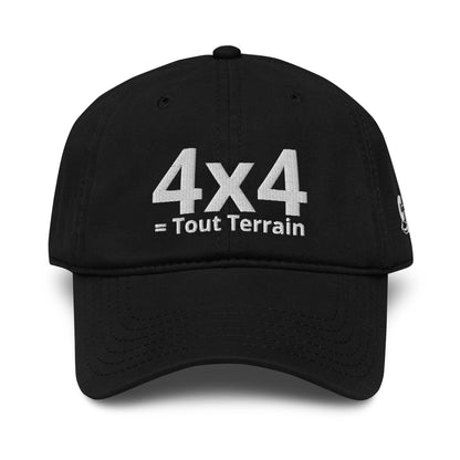 Casquette Baseball, brodée « 4x4 = Tout Terrain », en Noir, vue de face, image 7