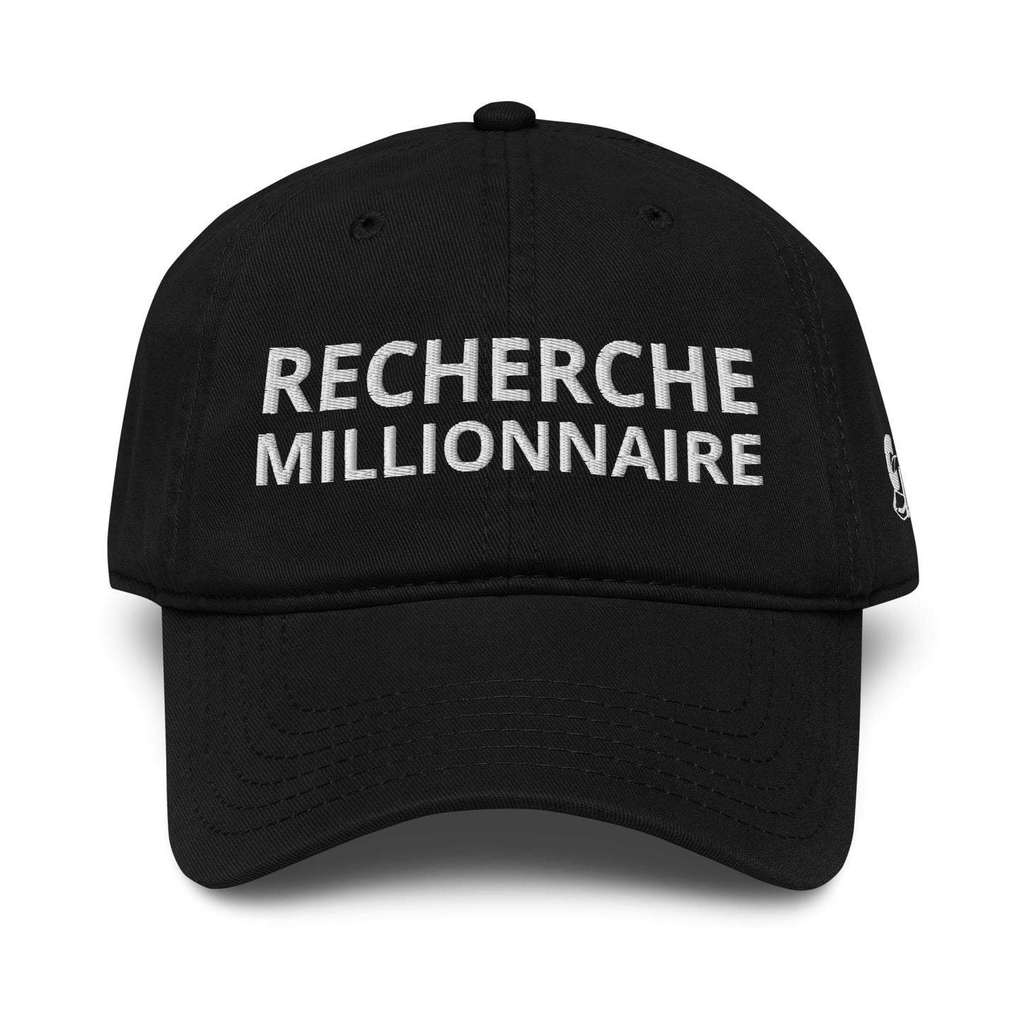 Casquette Baseball, brodée « Recherche Millionnaire », en Noir, vue de face, image 7