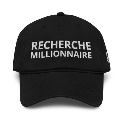 Casquette Baseball, brodée « Recherche Millionnaire », en Noir, vue de face, image 7