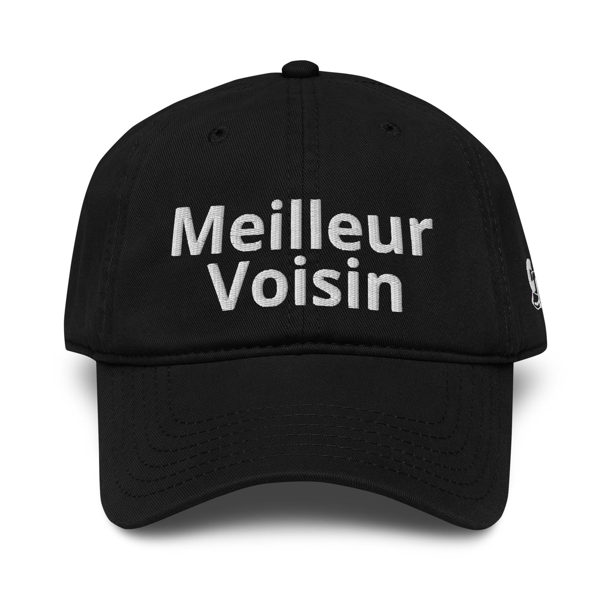 Casquette Baseball, brodée « Meilleur Voisin », en Noir, vue de face, image 7