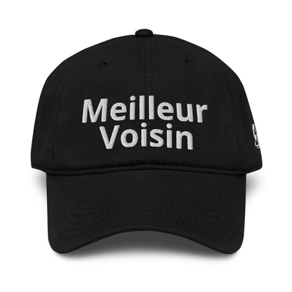 Casquette Baseball, brodée « Meilleur Voisin », en Noir, vue de face, image 7