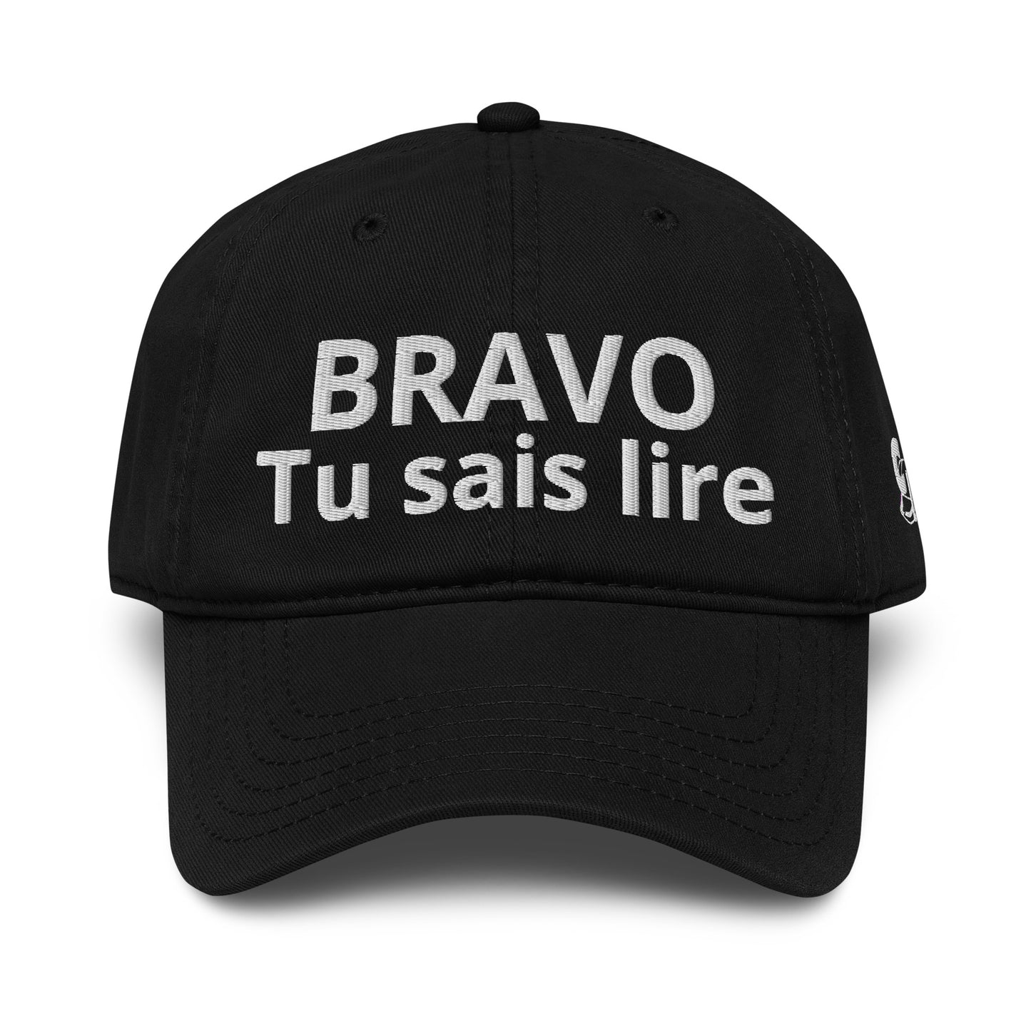 Casquette Baseball, brodée « Bravo tu sais lire », en Noir, vue de face, image 7