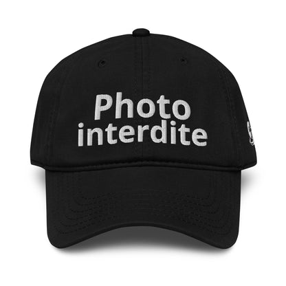 Casquette Baseball, brodée « Photo interdite », en Noir, vue de face, image 7