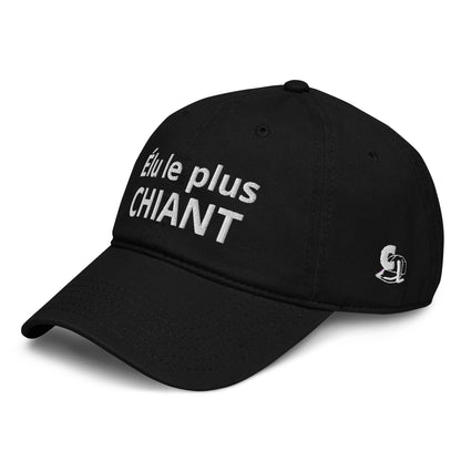 Casquette Baseball, brodée « Élu le plus chiant », en Noir, vue de trois quarts, image 3