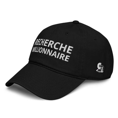 Casquette Baseball, brodée « Recherche Millionnaire », en Noir, vue de trois quarts, image 2