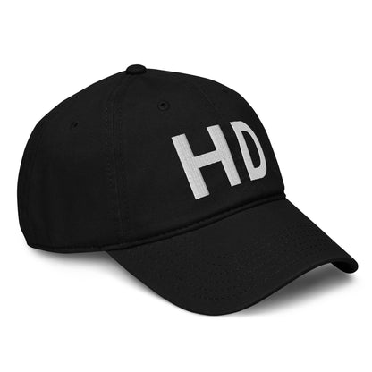 Casquette Baseball, brodée « HD », en Noir, vue de trois quarts, image 9