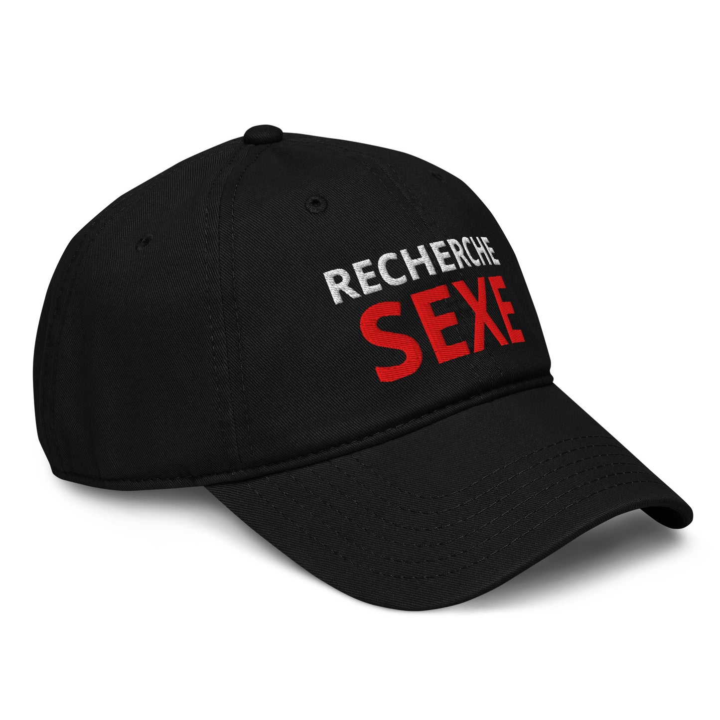 Casquette Baseball, brodée « Recherche SEXE », en Noir, vue de trois quarts, image 9