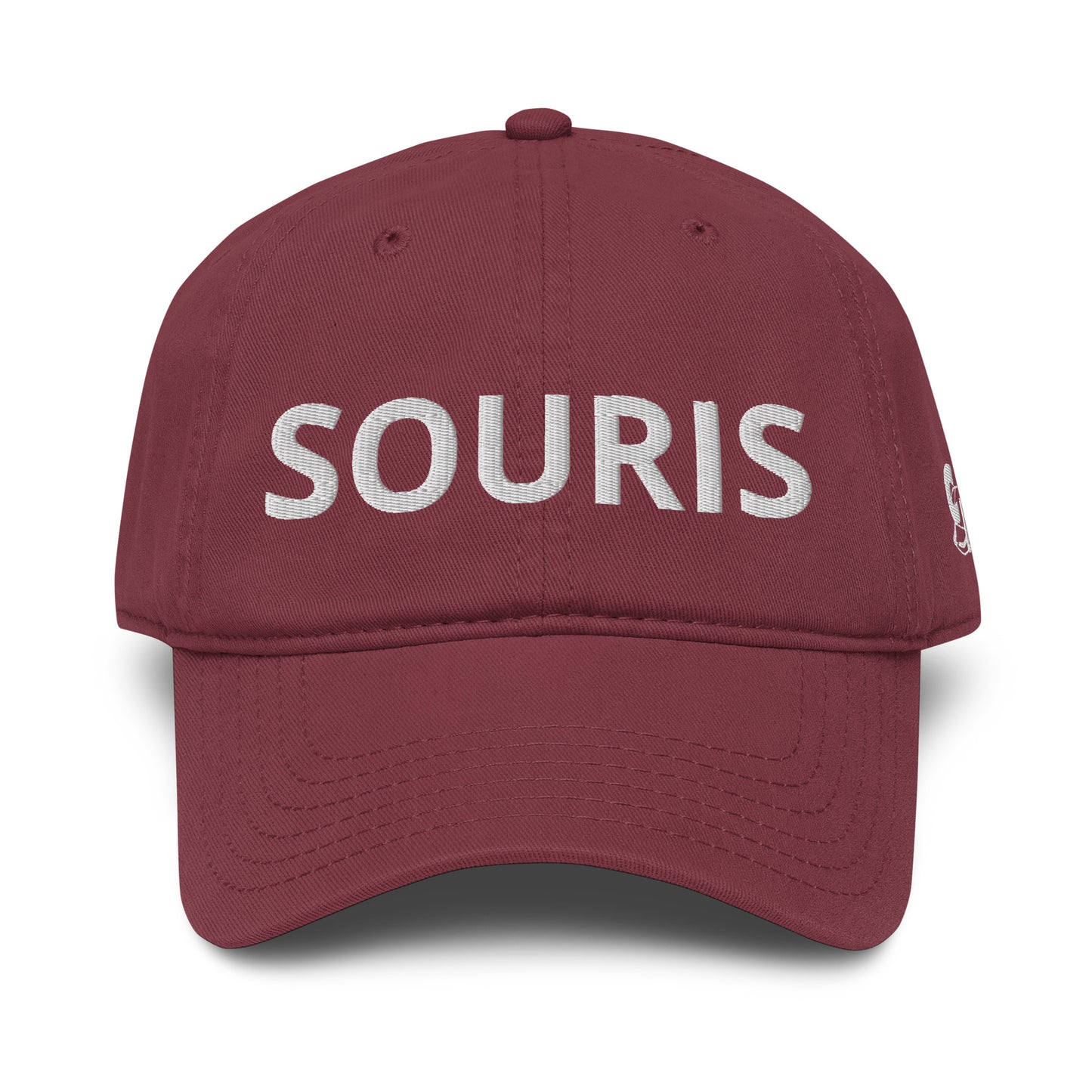 Casquette Baseball, brodée « Souris », en Bordeaux, vue de face, image 15