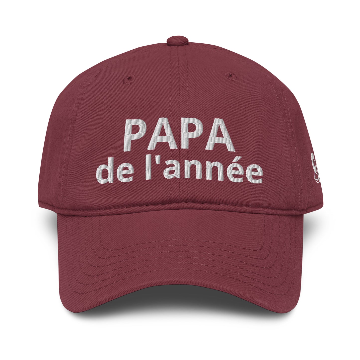 Casquette Baseball, brodée « Papa de l'année », en Bordeaux, vue de face, image 15