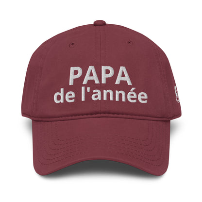 Casquette Baseball, brodée « Papa de l'année », en Bordeaux, vue de face, image 15
