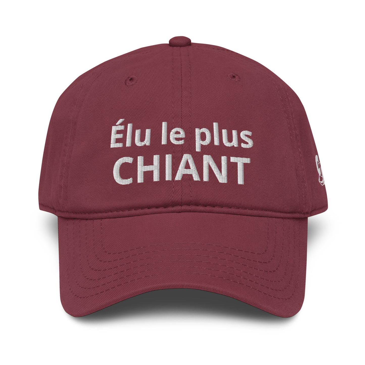 Casquette Baseball, brodée « Élu le plus chiant », en Bordeaux, vue de face, image 15