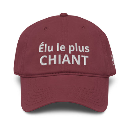 Casquette Baseball, brodée « Élu le plus chiant », en Bordeaux, vue de face, image 15
