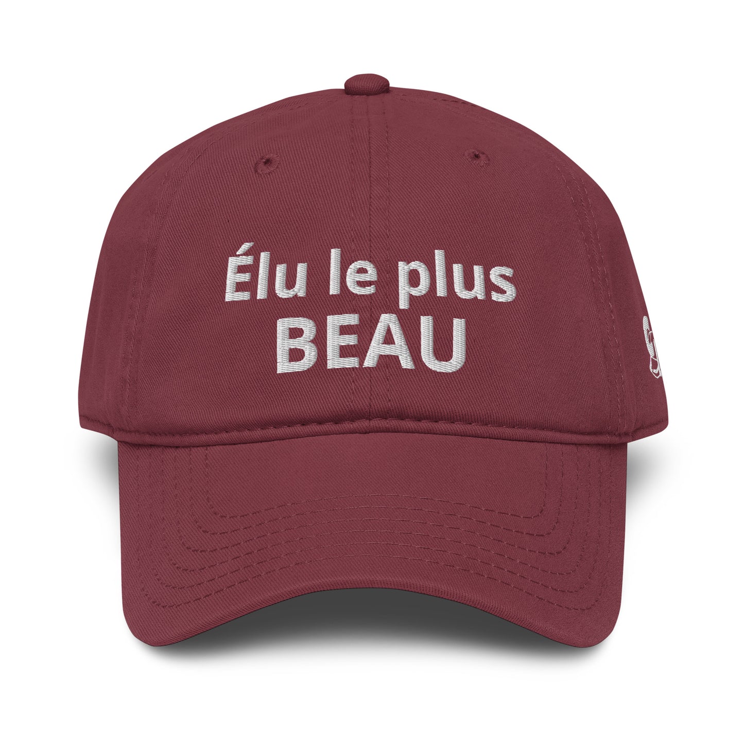 Casquette Baseball, brodée « Élu le plus beau », en Bordeaux, vue de face, image 15