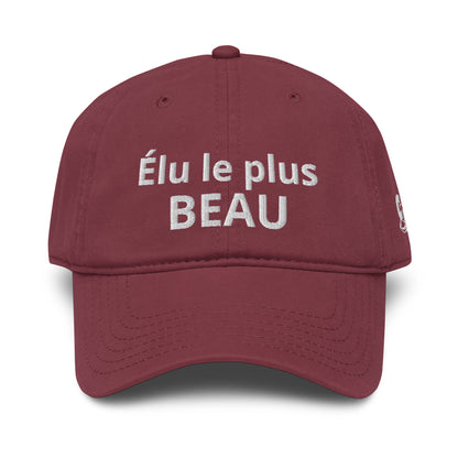 Casquette Baseball, brodée « Élu le plus beau », en Bordeaux, vue de face, image 15