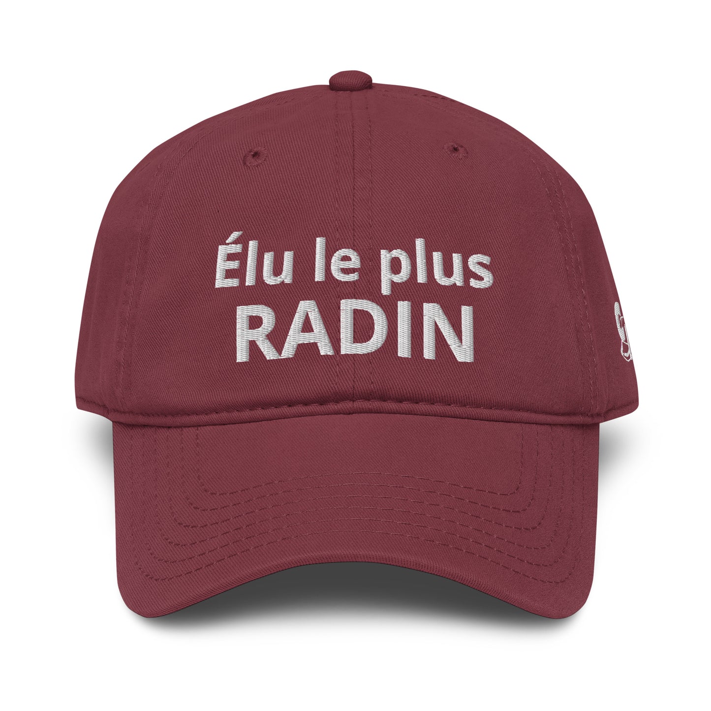 Casquette Baseball, brodée « Élu le plus radin », en Bordeaux, vue de face, image 15