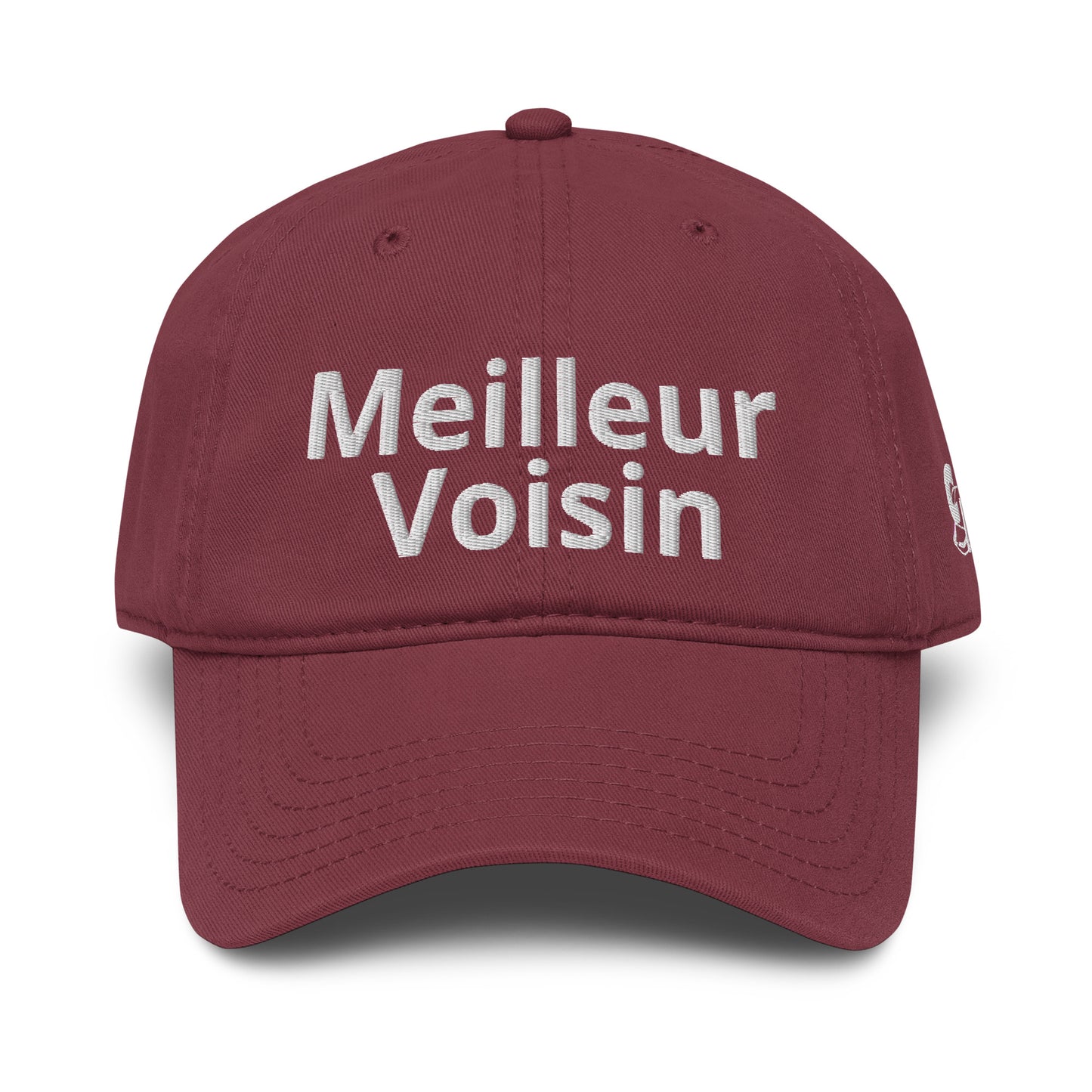 Casquette Baseball, brodée « Meilleur Voisin », en Bordeaux, vue de face, image 15