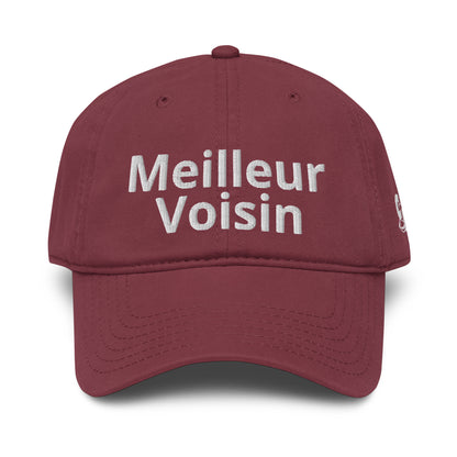 Casquette Baseball, brodée « Meilleur Voisin », en Bordeaux, vue de face, image 15