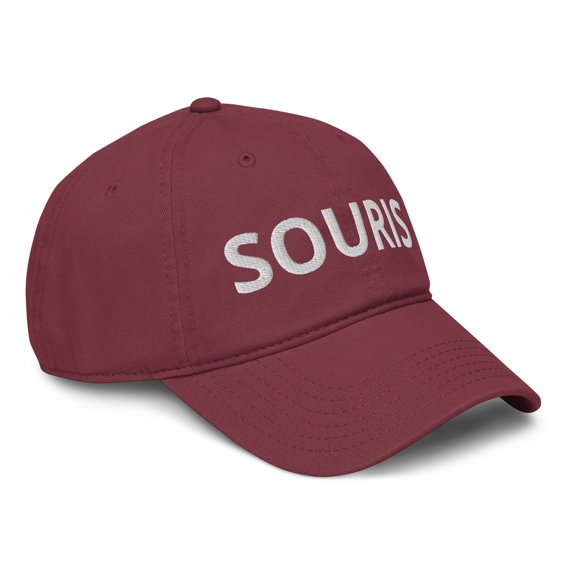 Casquette Baseball, brodée « Souris », en Bordeaux, vue de trois quarts, image 17