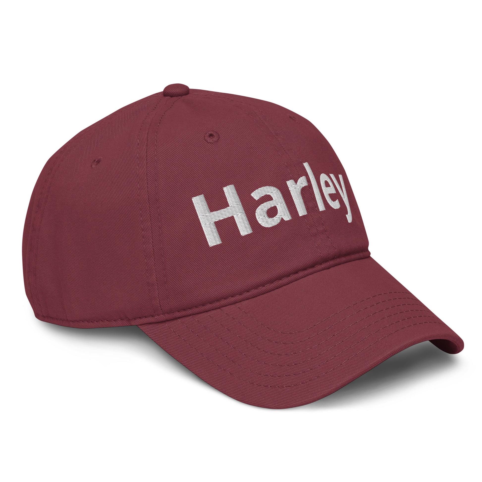 Casquette Baseball, brodée « Harley », en Bordeaux, vue de trois quarts, image 17