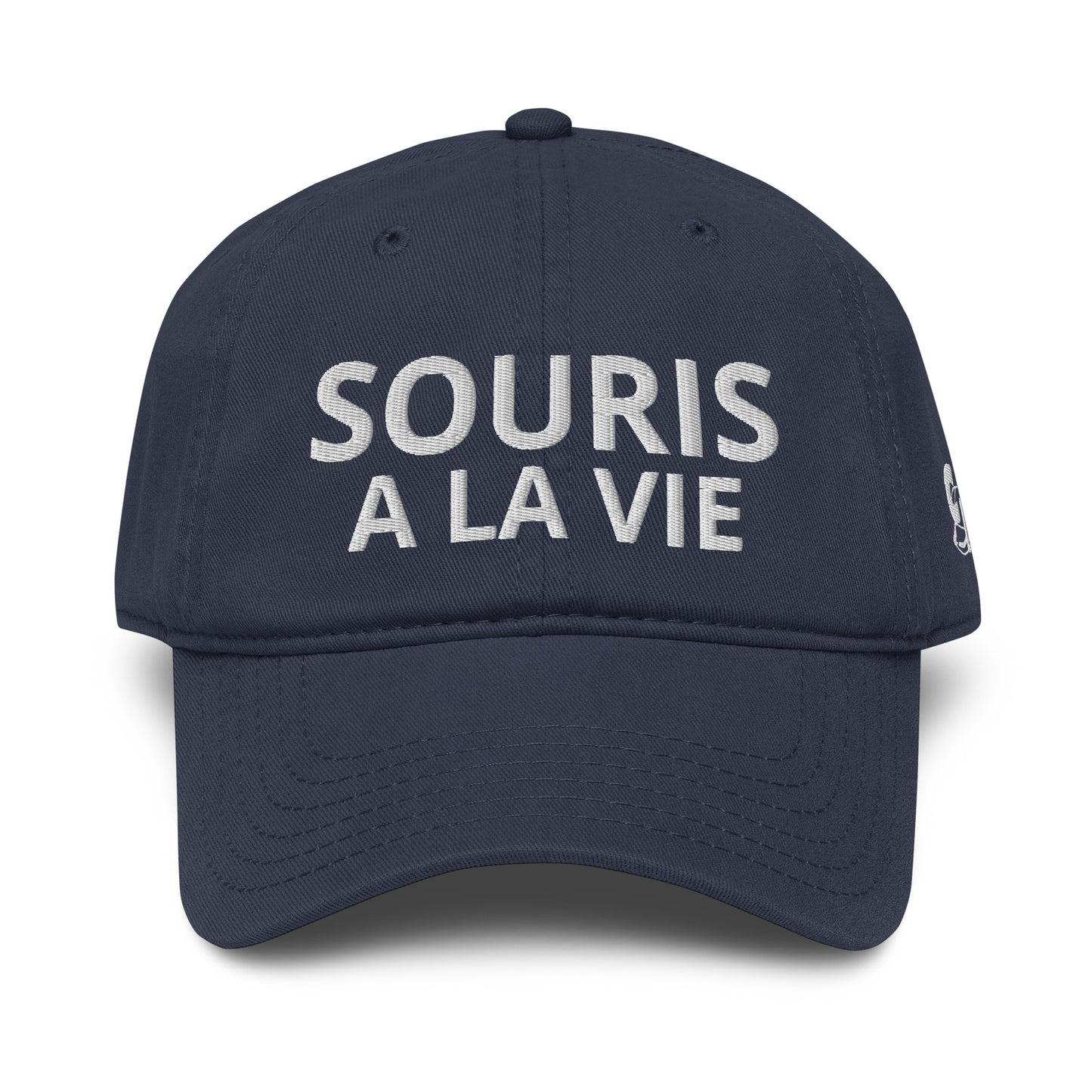 Casquette Baseball, brodée « Souris à la vie », en Bleu Marine, vue de face, image 10