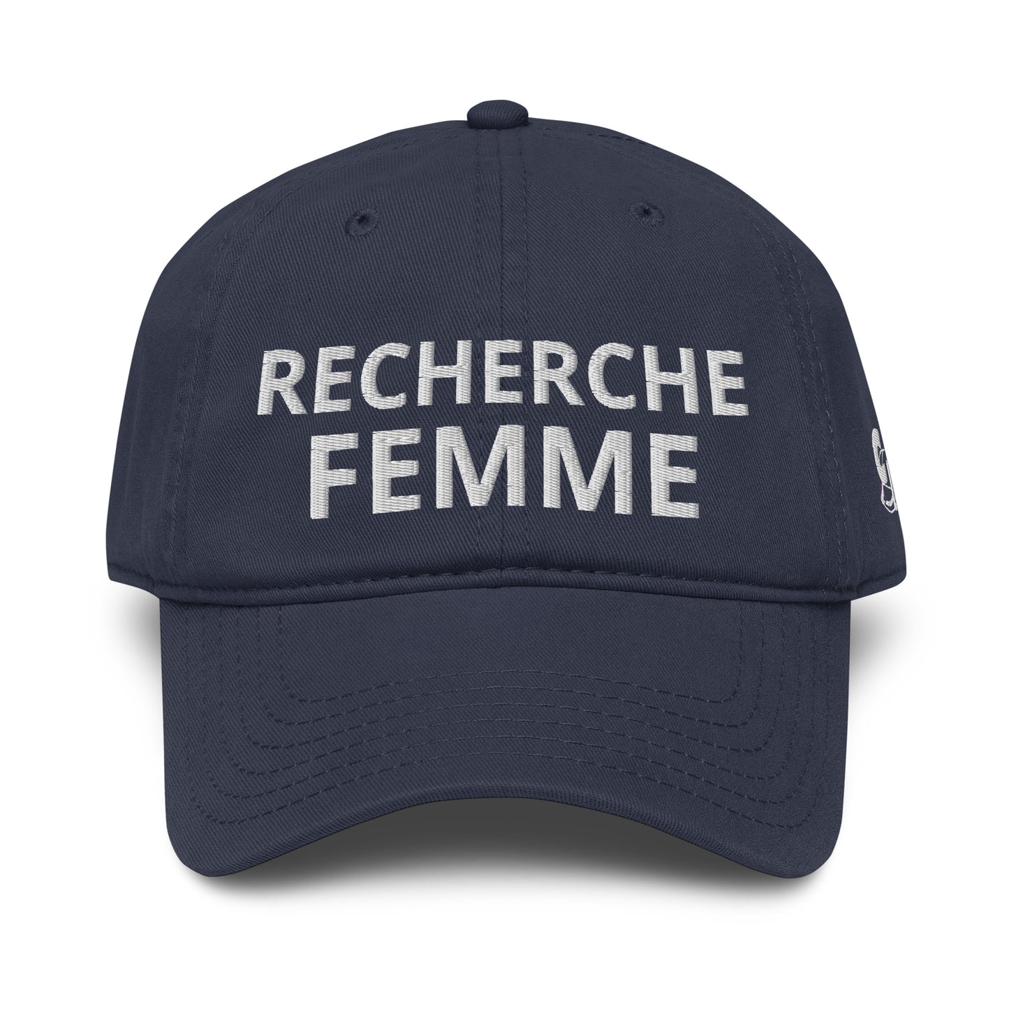 Casquette Baseball, brodée « Recherche Femme », en Bleu Marine, vue de face, image 10