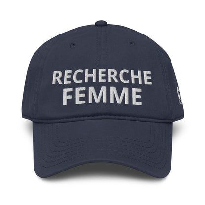 Casquette Baseball, brodée « Recherche Femme », en Bleu Marine, vue de face, image 10