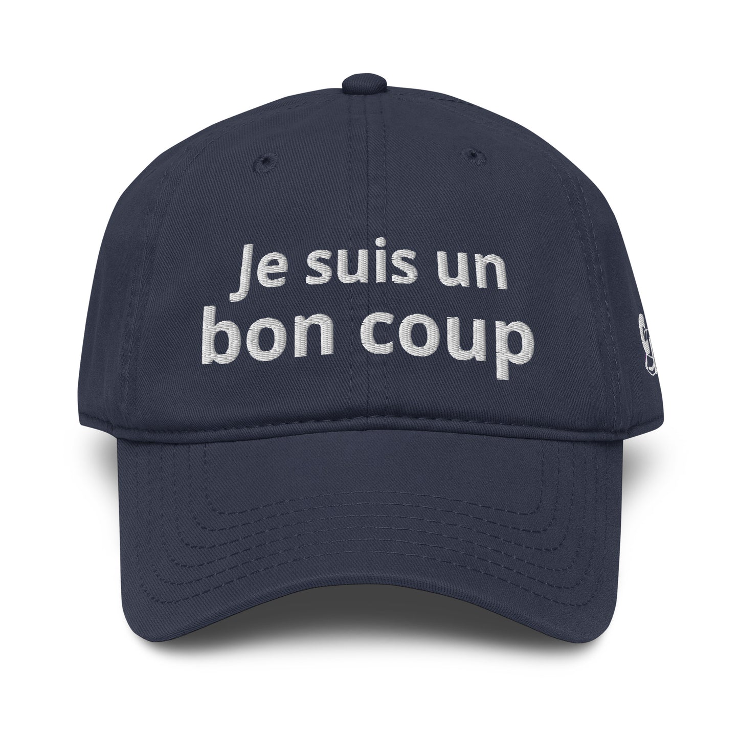Casquette Baseball, brodée « Je suis un bon coup », en Bleu Marine, vue de face, image 10