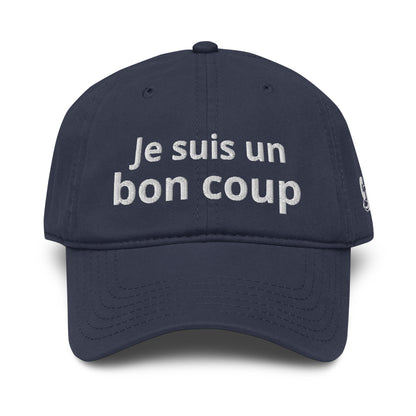 Casquette Baseball, brodée « Je suis un bon coup », en Bleu Marine, vue de face, image 10
