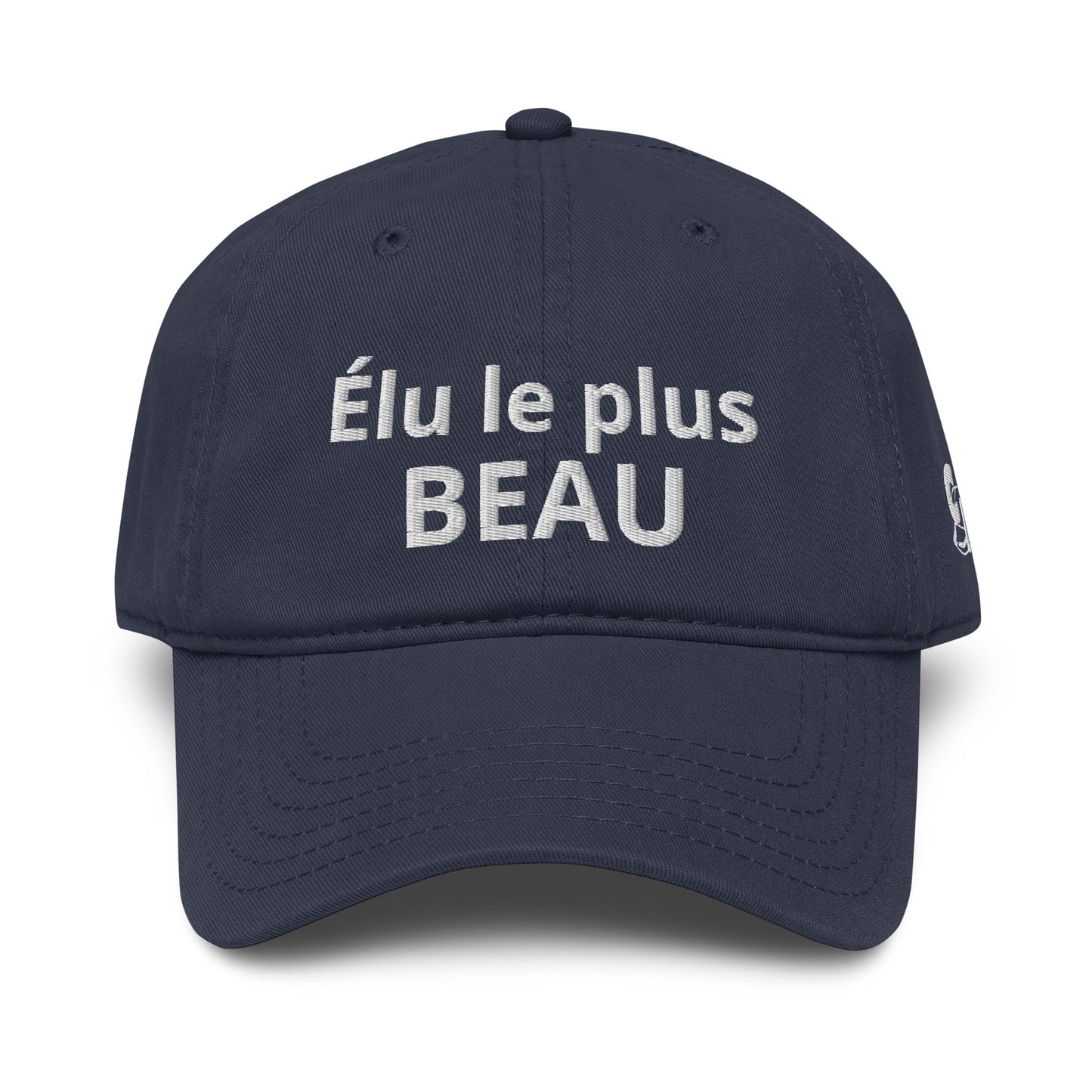 Casquette Baseball, brodée « Élu le plus beau », en Bleu Marine, vue de face, image 10
