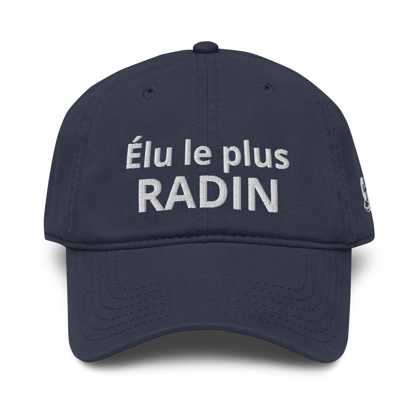 Casquette Baseball, brodée « Élu le plus radin », en Bleu Marine, vue de face, image 10