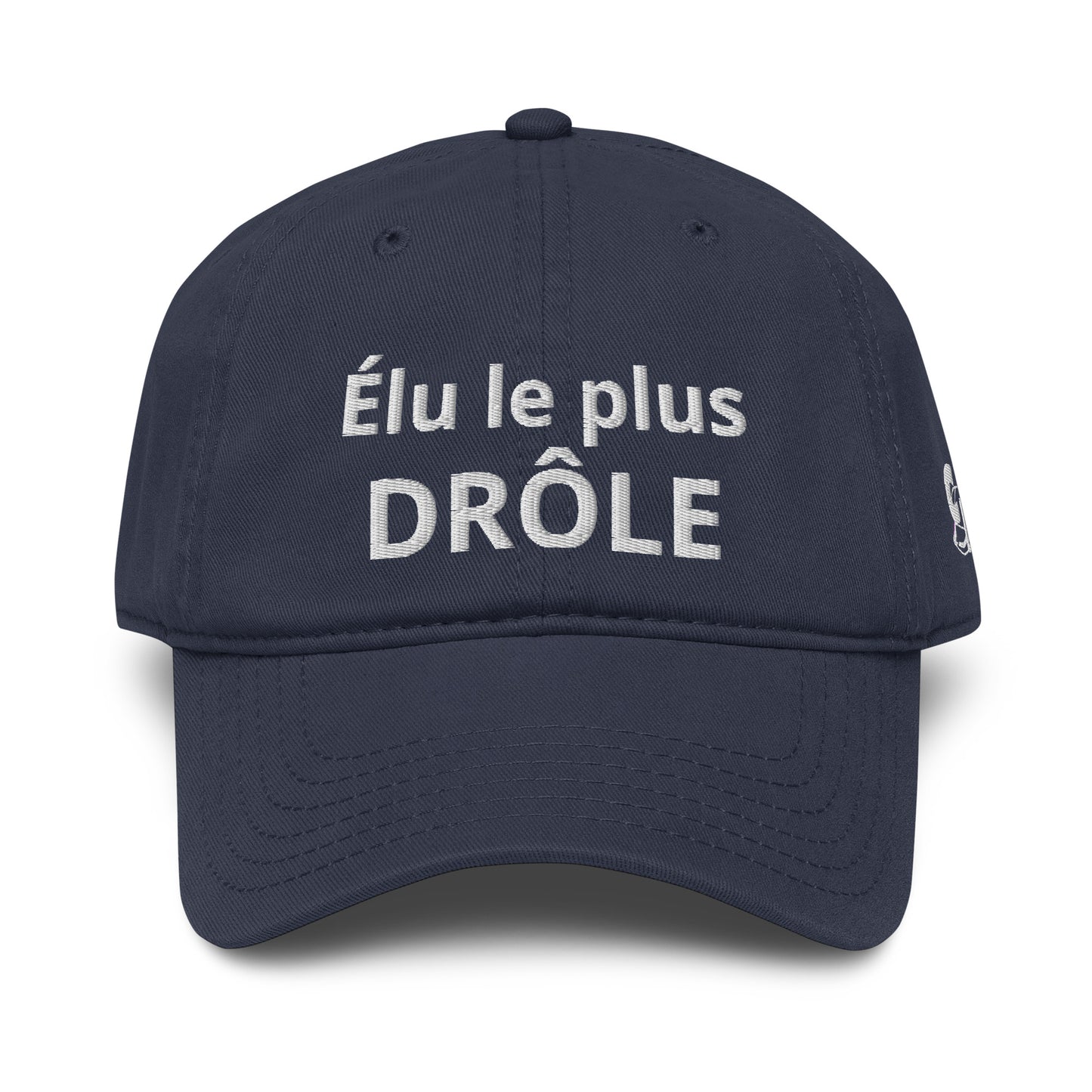 Casquette Baseball, brodée « Élu le plus drôle », en Bleu Marine, vue de face, image 10