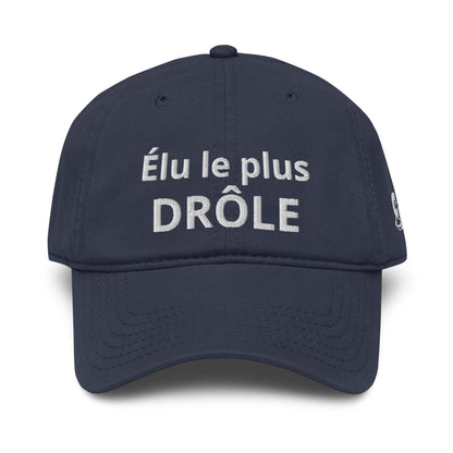 Casquette Baseball, brodée « Élu le plus drôle », en Bleu Marine, vue de face, image 10
