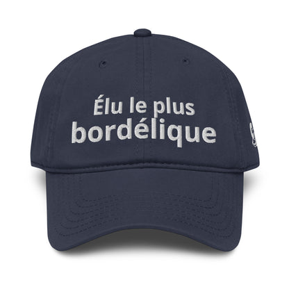 Casquette Baseball, brodée « Élu le plus bordélique », en Bleu Marine, vue de face, image 10