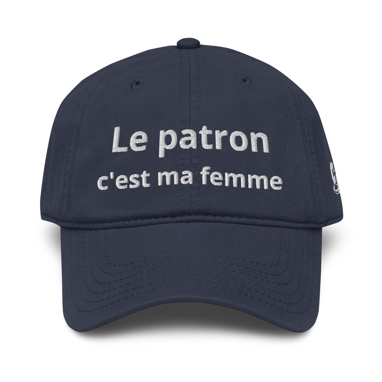 Casquette Baseball, brodée « Le patron c'est ma femme », en Bleu Marine, vue de face, image 10