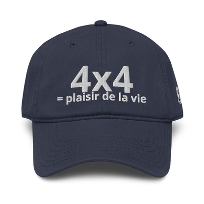 Casquette Baseball, brodée « 4x4 = plaisir de la vie », en Bleu Marine, vue de face, image 10