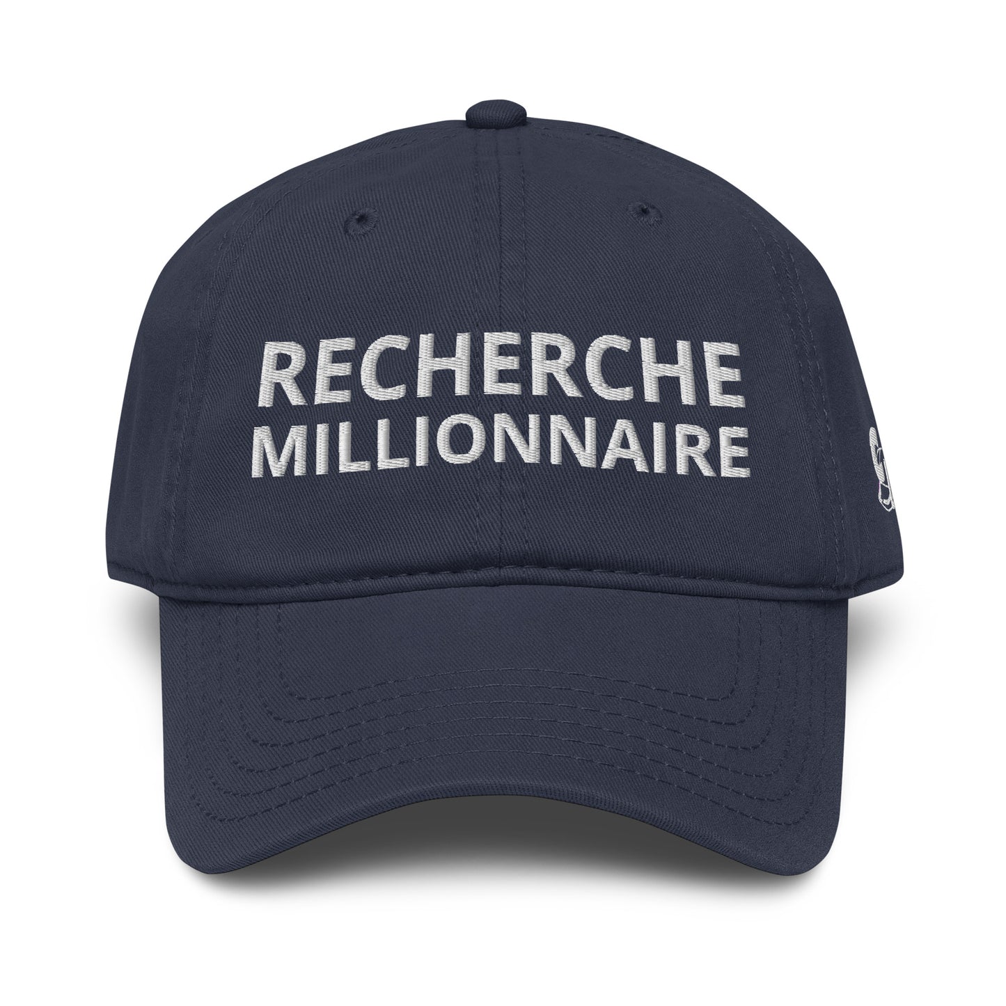 Casquette Baseball, brodée « Recherche Millionnaire », en Bleu Marine, vue de face, image 10
