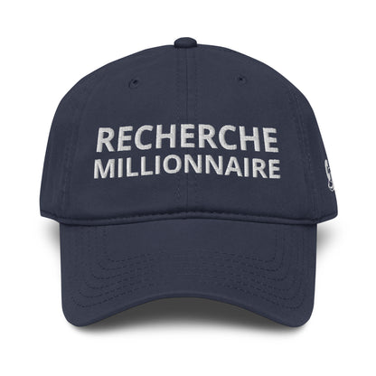 Casquette Baseball, brodée « Recherche Millionnaire », en Bleu Marine, vue de face, image 10