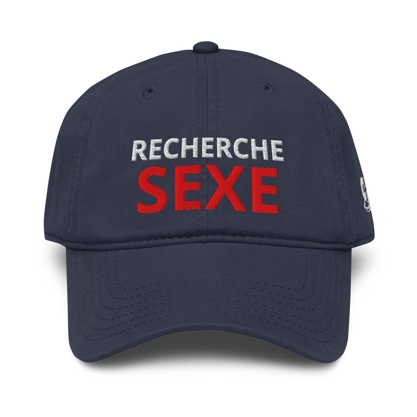 Casquette Baseball, brodée « Recherche SEXE », en Bleu Marine, vue de face, image 10