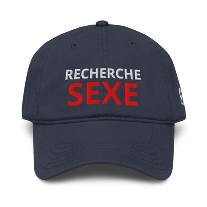 Casquette Baseball, brodée « Recherche SEXE », en Bleu Marine, vue de face, image 10
