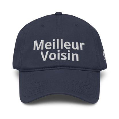 Casquette Baseball, brodée « Meilleur Voisin », en Bleu Marine, vue de face, image 10