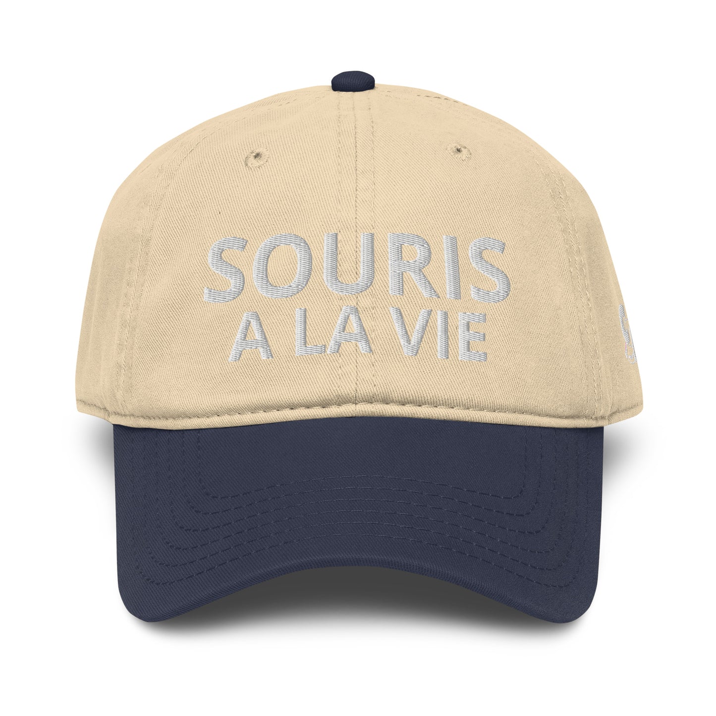 Casquette Baseball, brodée « Souris à la vie », en Bleu Marine, vue de face, image 20